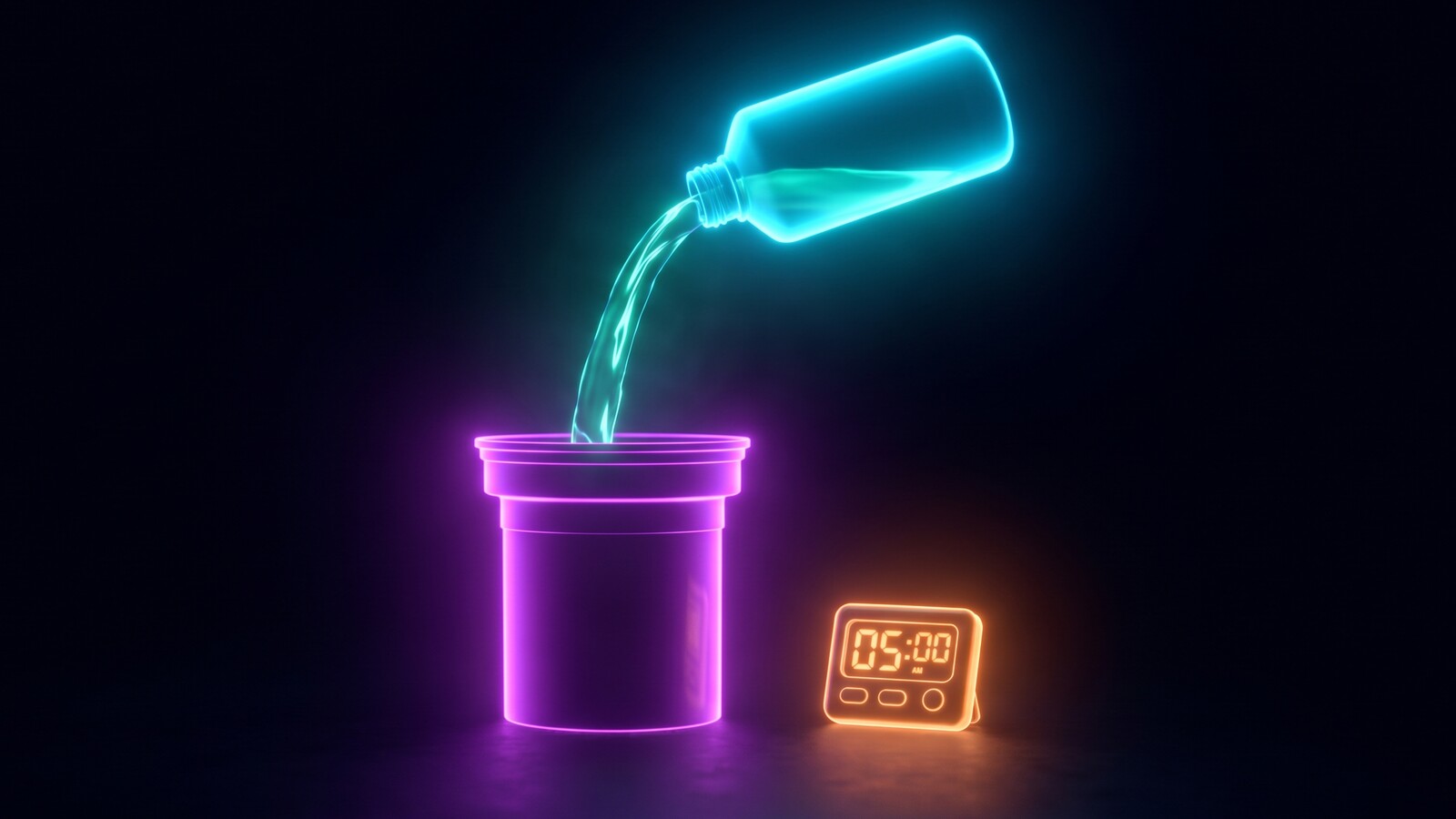 Chemistry pouring into a developing tank on a timer